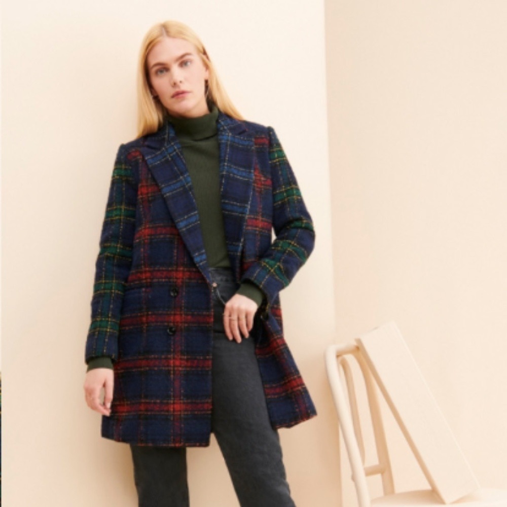 Anthropologie Hutch Longline Plaid Jacket